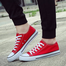 Load image into Gallery viewer, Fashionable Youth Mens Shoes Casual Unisex White Sneakers Breathable Walking Canvas Shoes Men Women Red Lace Up Flats