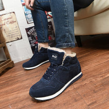 将图片加载到图库查看器，Men Shoes Winter Warm Fur Men Casual Shoes Lace Up Round Toe Casual Men Shoes Flock Footwear For Winter Man Sneakers
